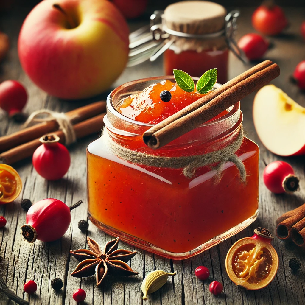 Hyben- og Æblesyltetøj med Krydderier